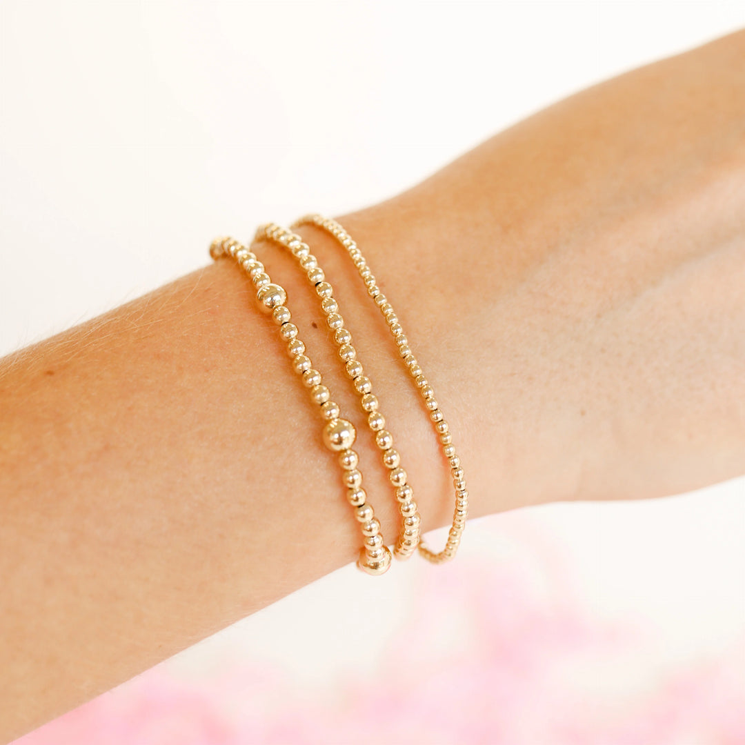 2MM Gold + Olive Gold w/ Silver 3MM Stack 6.75in