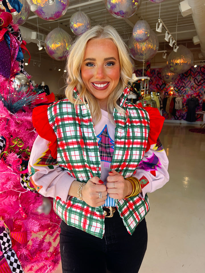 Classic Christmas Plaid Puffer Vest