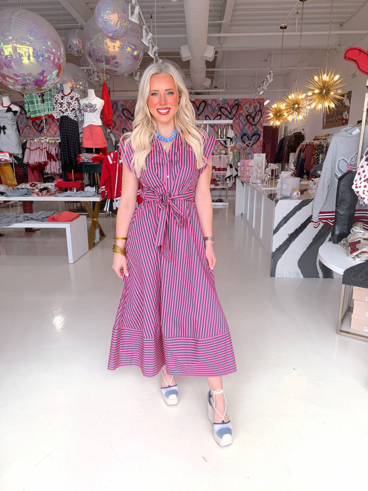 Hadley Pink & Blue Striped Maxi