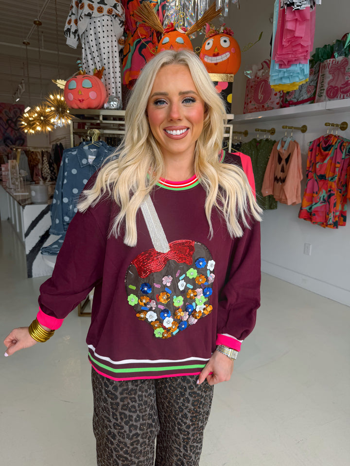 QOS Plum Floral Candy Apple Sweatshirt