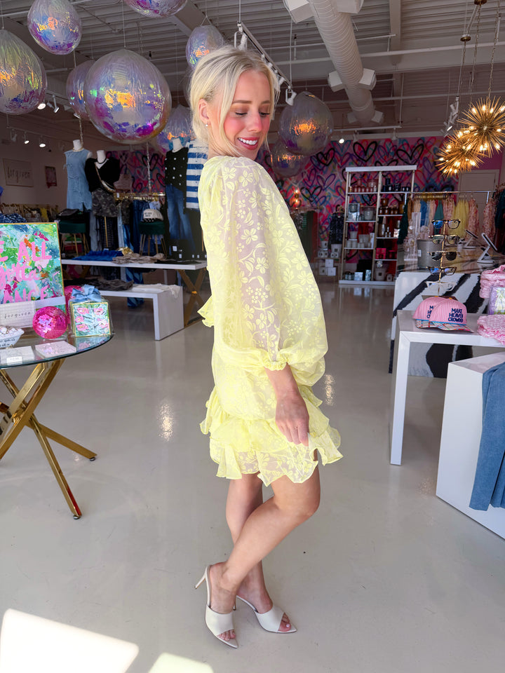 Classy Girl Era Bright Yellow Floral Dress