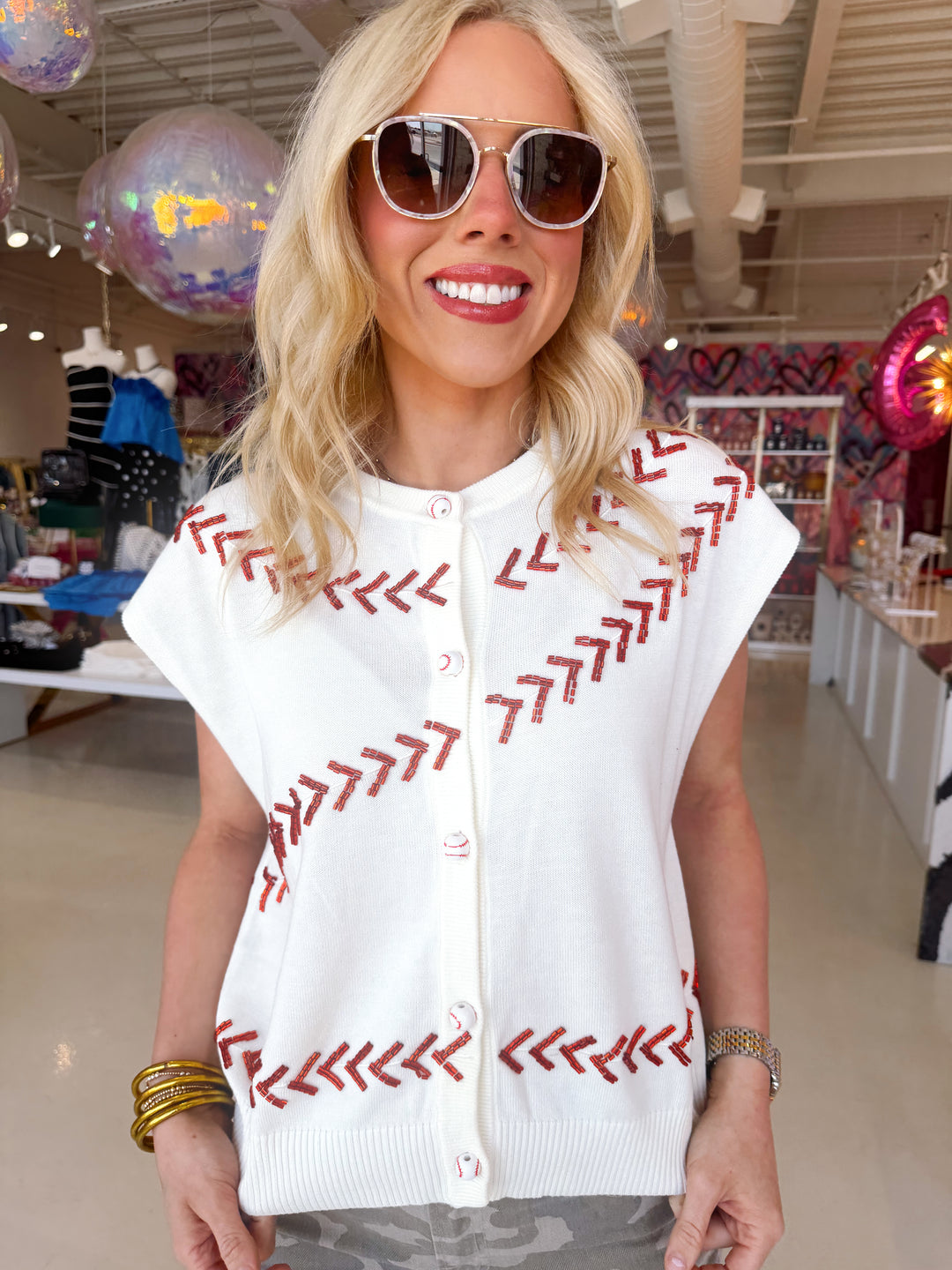 Baseball Button Down Vest