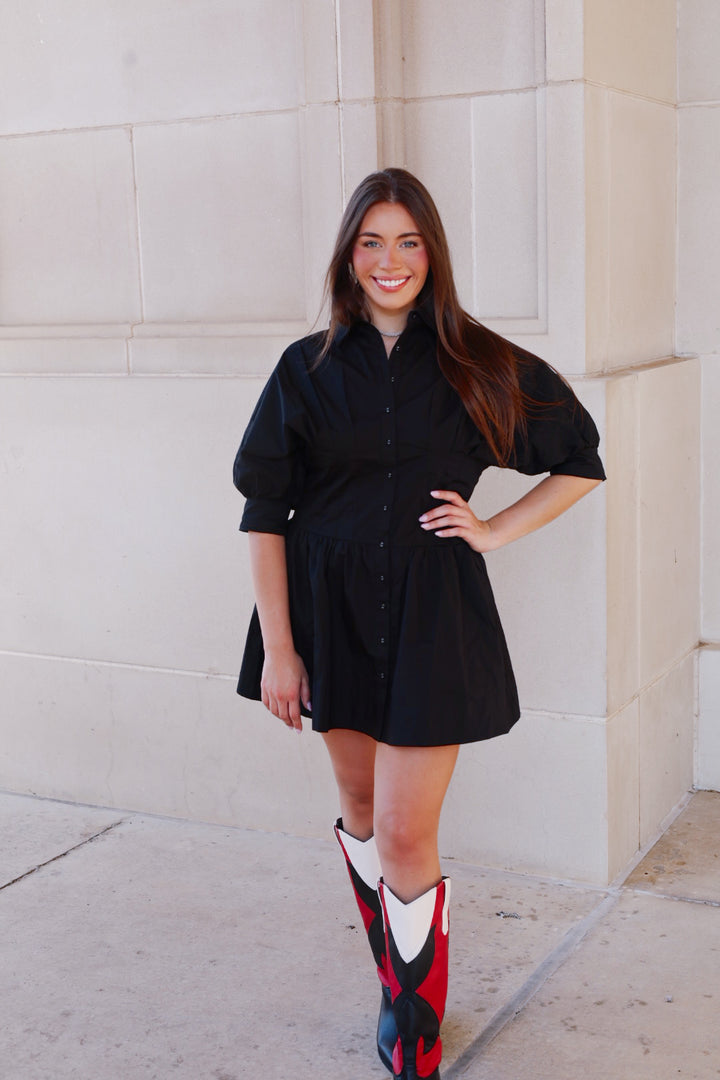 Black Puff Sleeve Dress