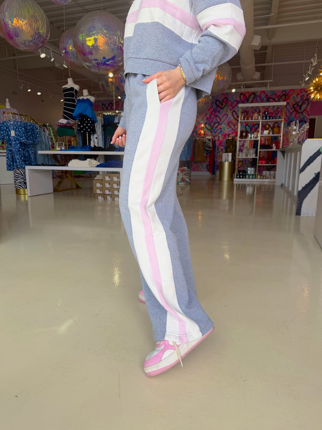 Vh Gray & Pink Stripe Set