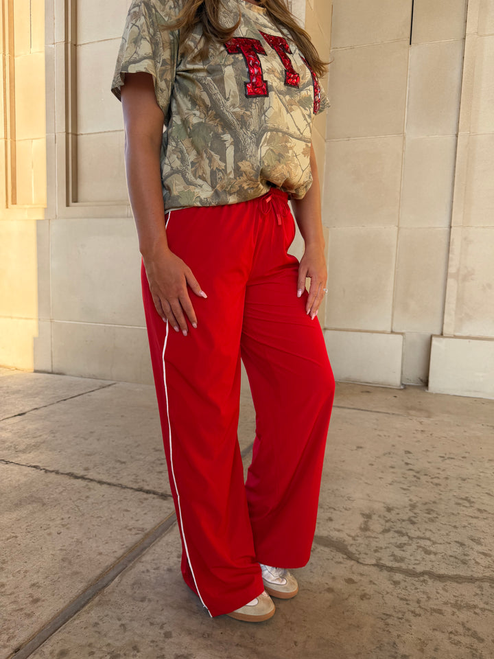 Cherry Finish Line Track Pants
