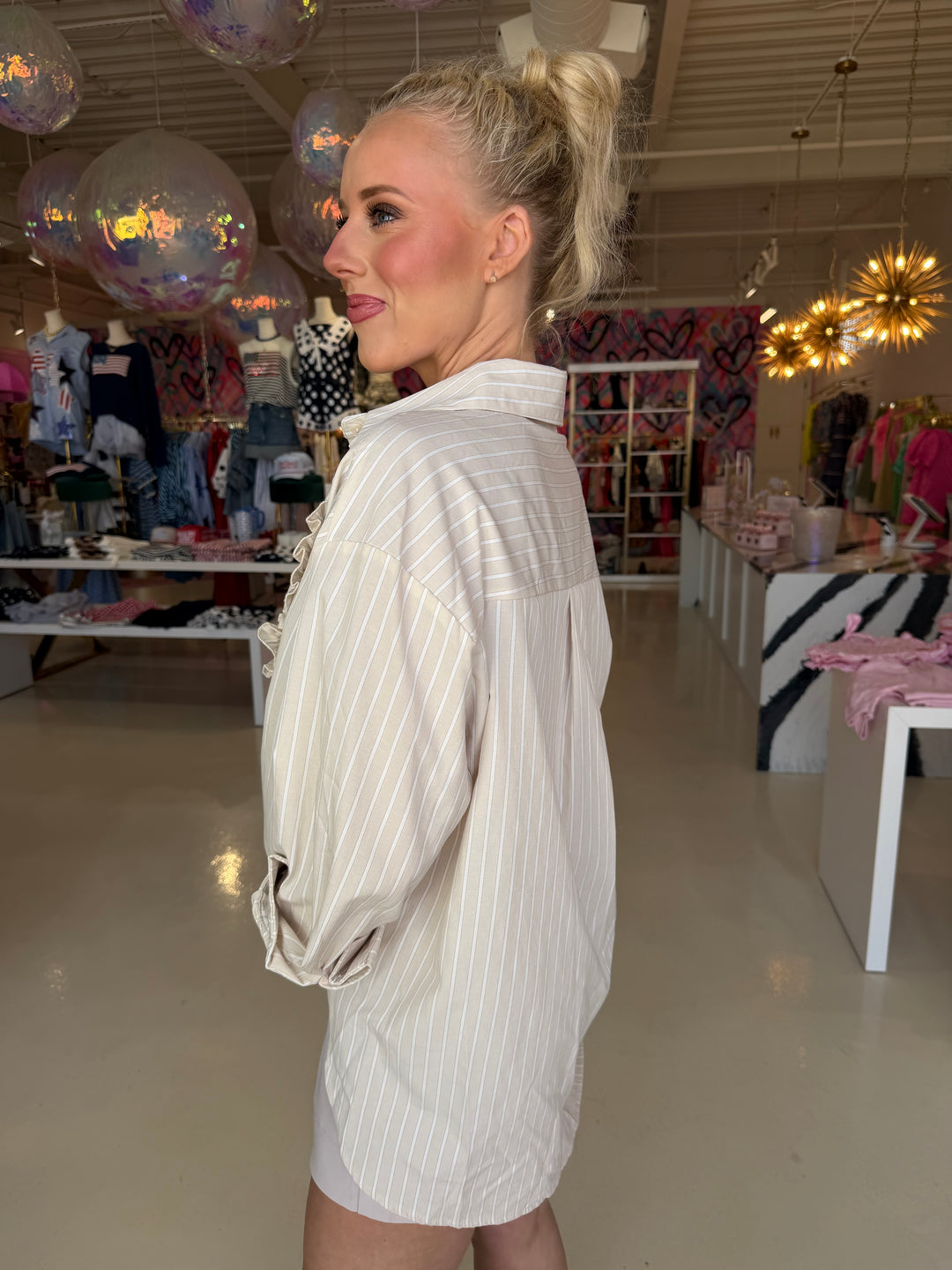 The Beige Sweetheart Stripe Top