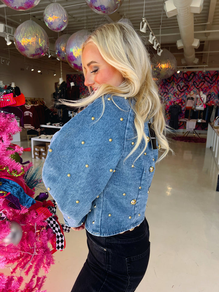 Sassiest Denim Gold Bubble Top