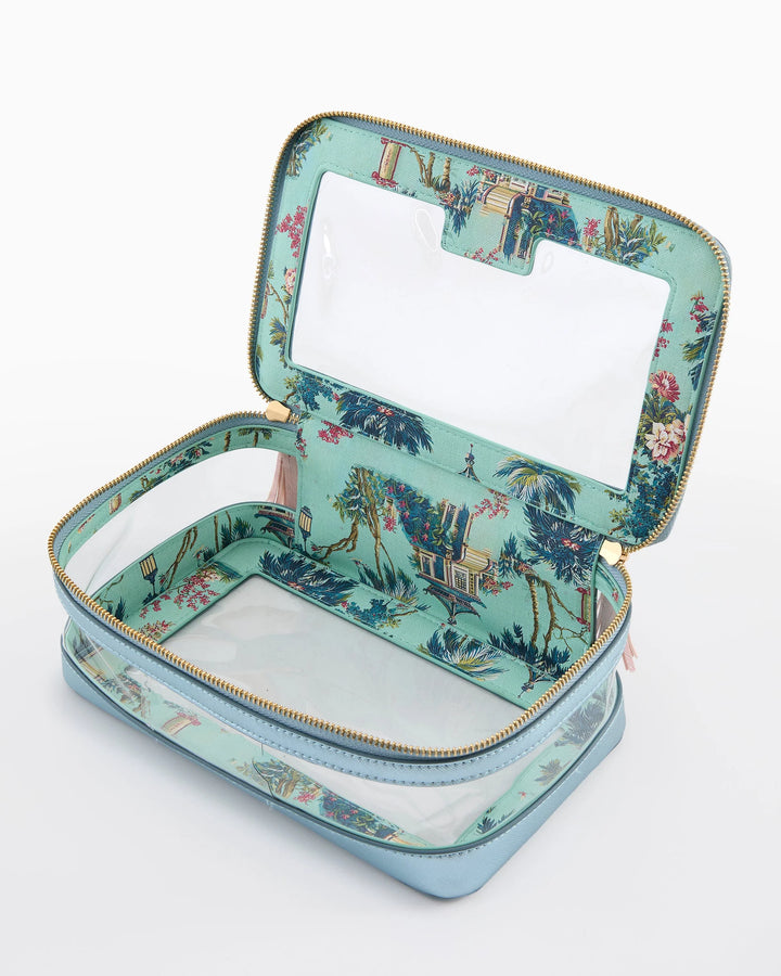 OH MY MAHJONG Light Blue Metallic Tile Bag