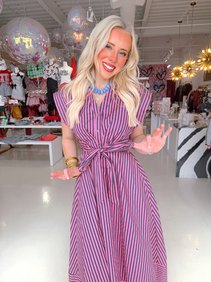 Hadley Pink & Blue Striped Maxi