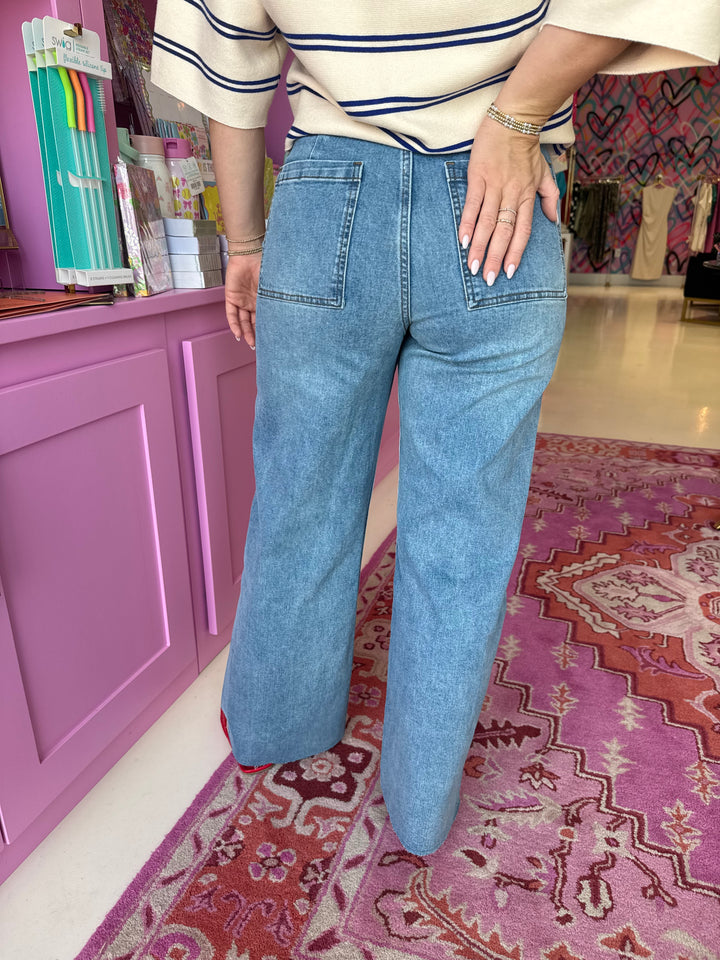 Darlin Denim Straight Wide Leg Pants