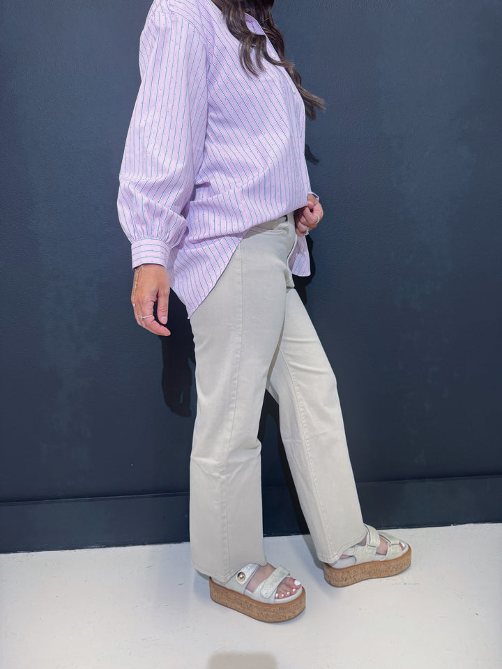 Bailee Beige Denim Straight Leg Jeans