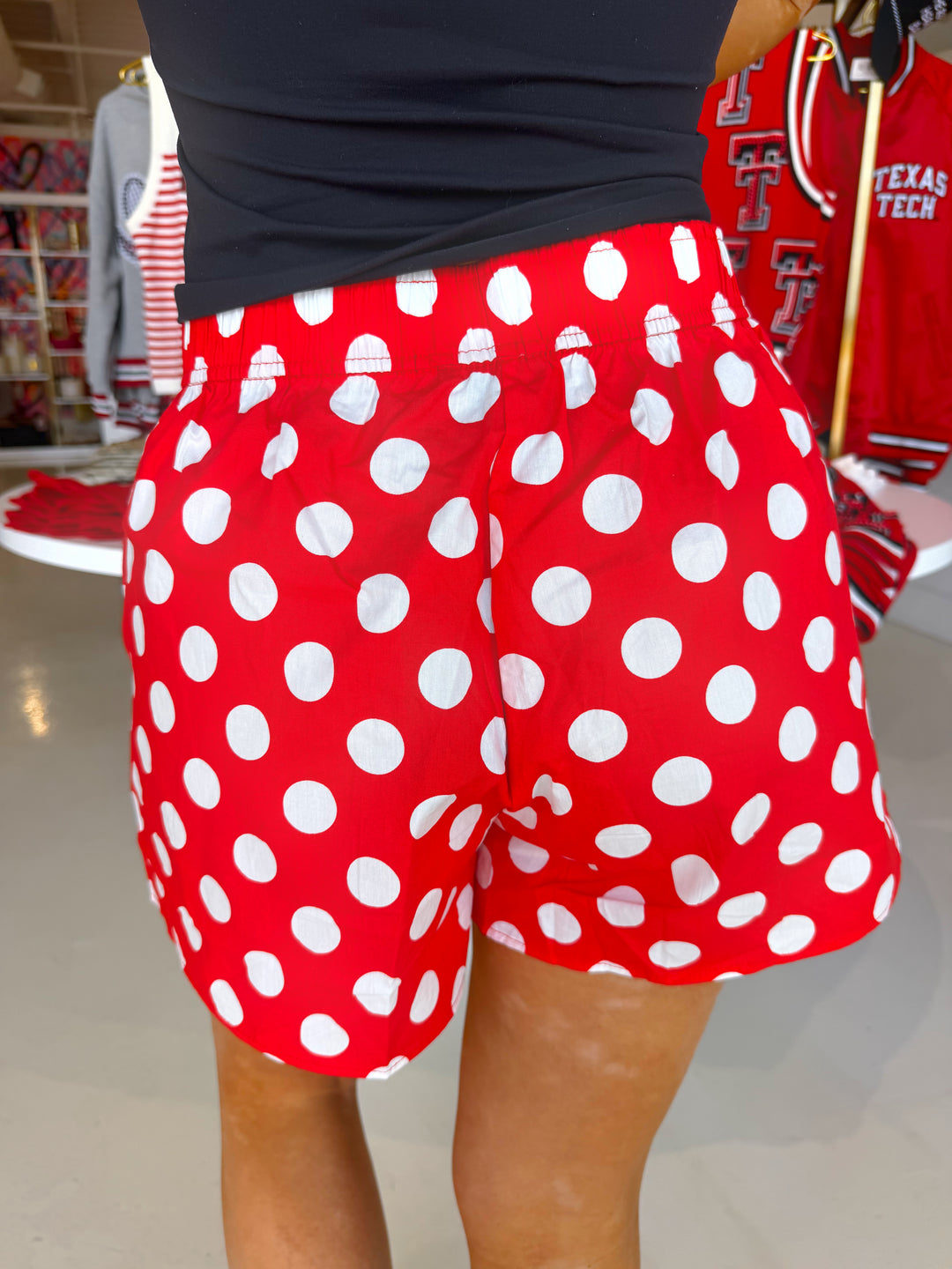 LULU MAC RED BIG POLKA DOT SHORTS