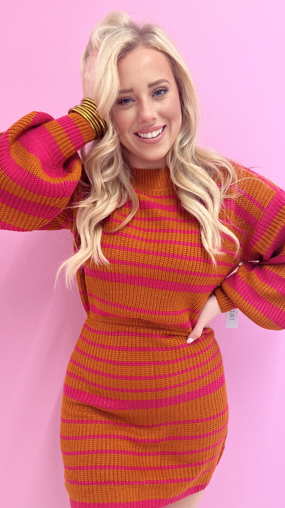 Give Me It Knitted Dress Spice Pink