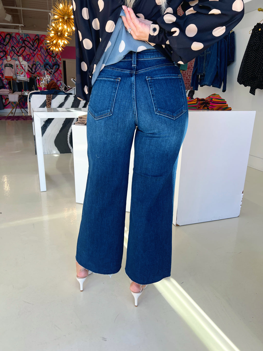 JBD Dark Wash Scissor Cut Wide Leg Jeans