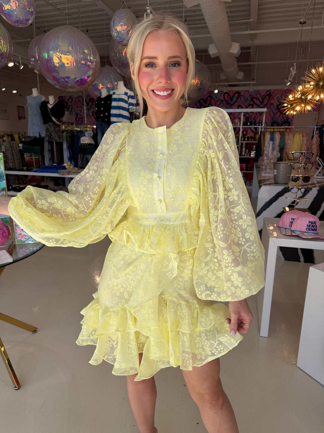 Classy Girl Era Bright Yellow Floral Dress
