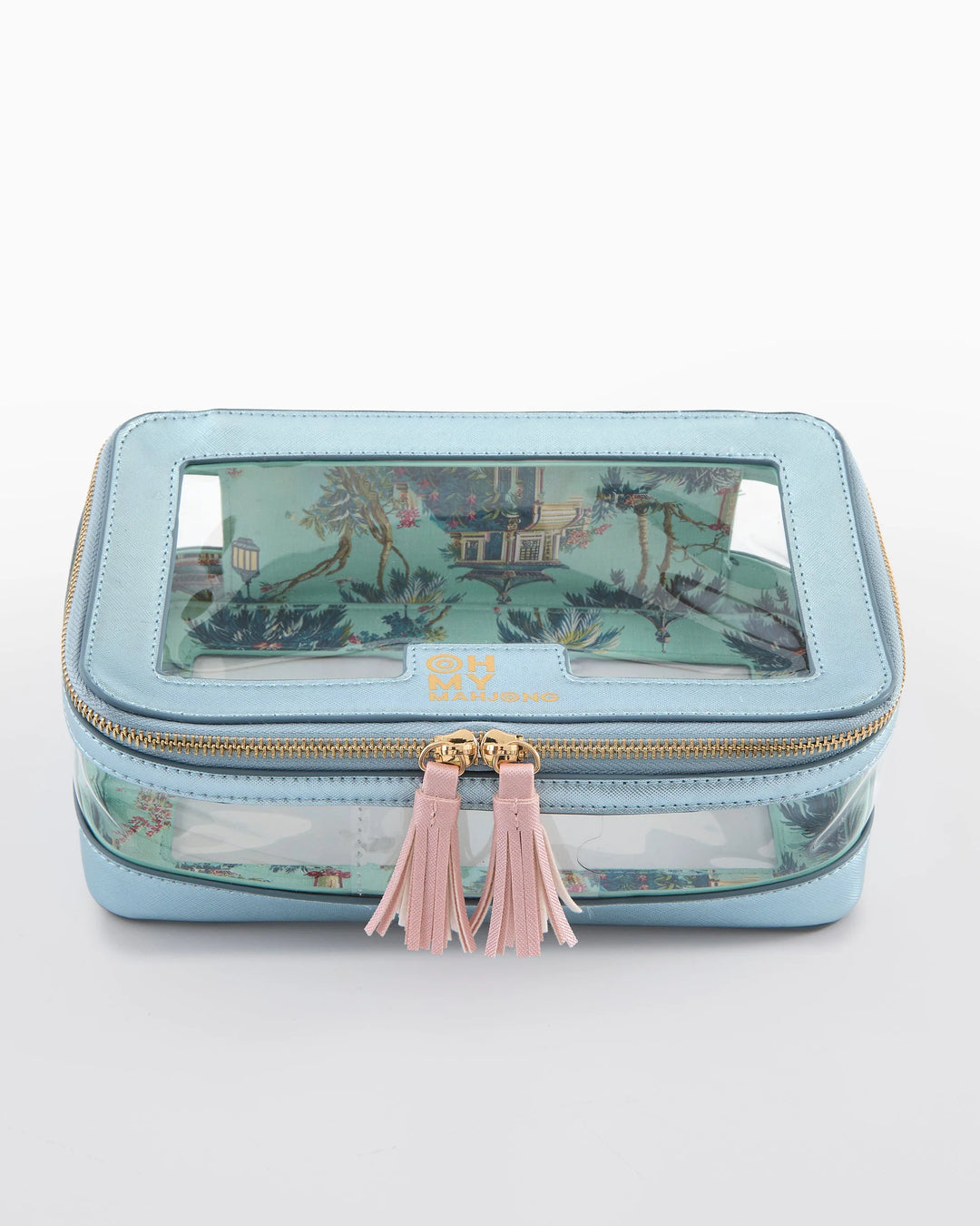 OH MY MAHJONG Light Blue Metallic Tile Bag
