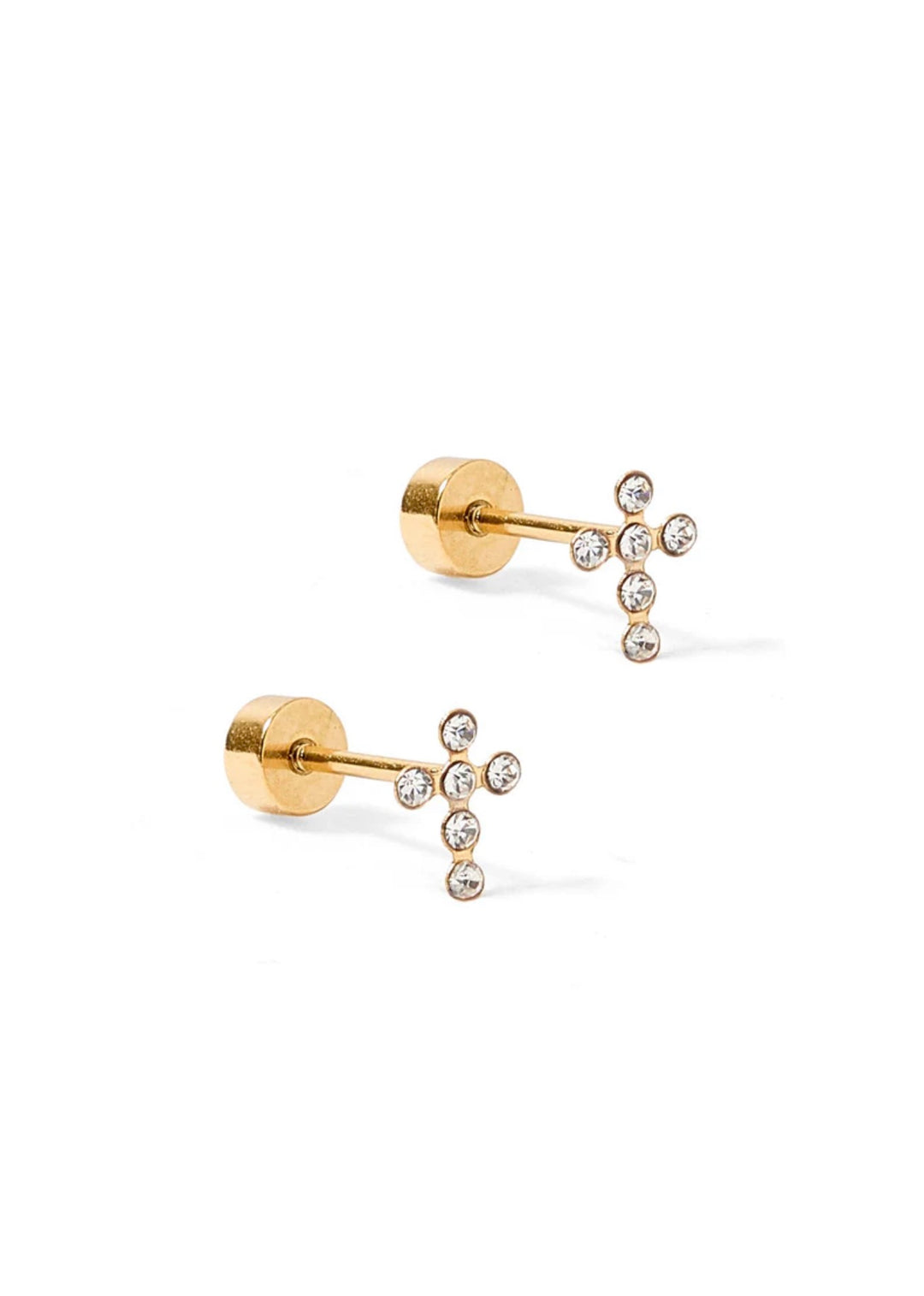 Clara Cross Screwback Stud Earrings