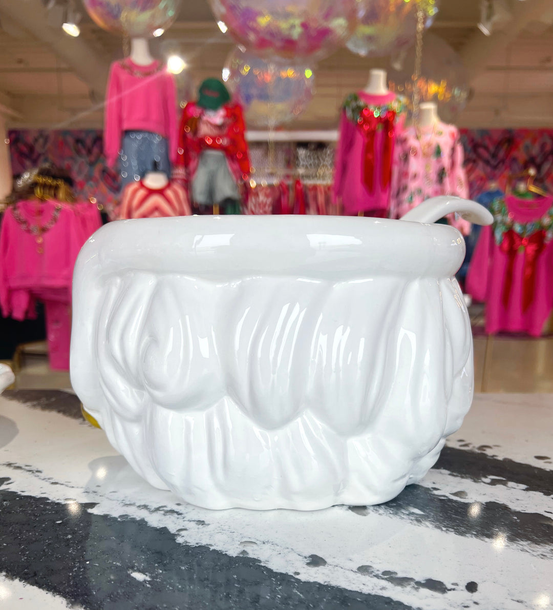 White Santa Punch Bowl & Ladle