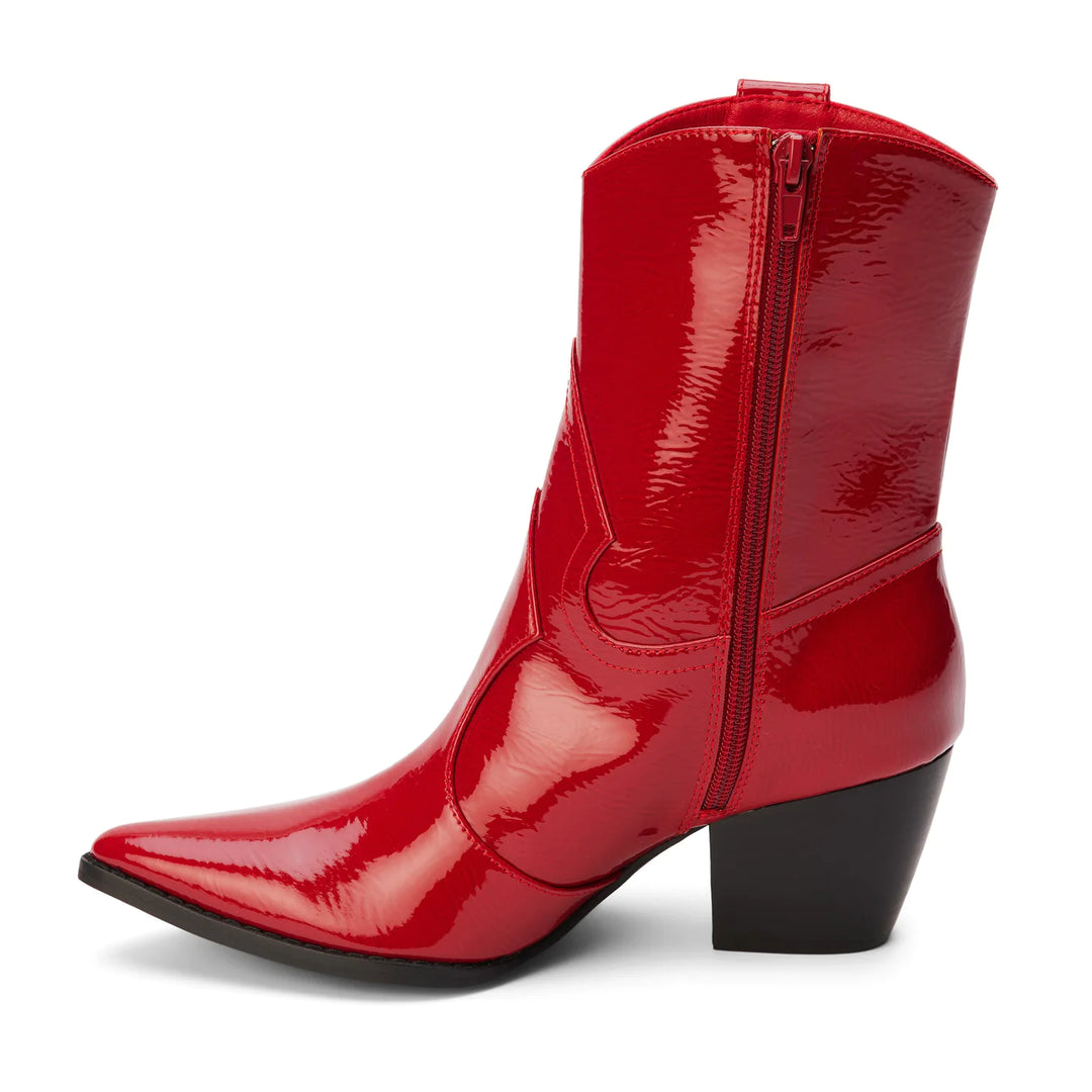 Bambi Red Patent Leather Booties