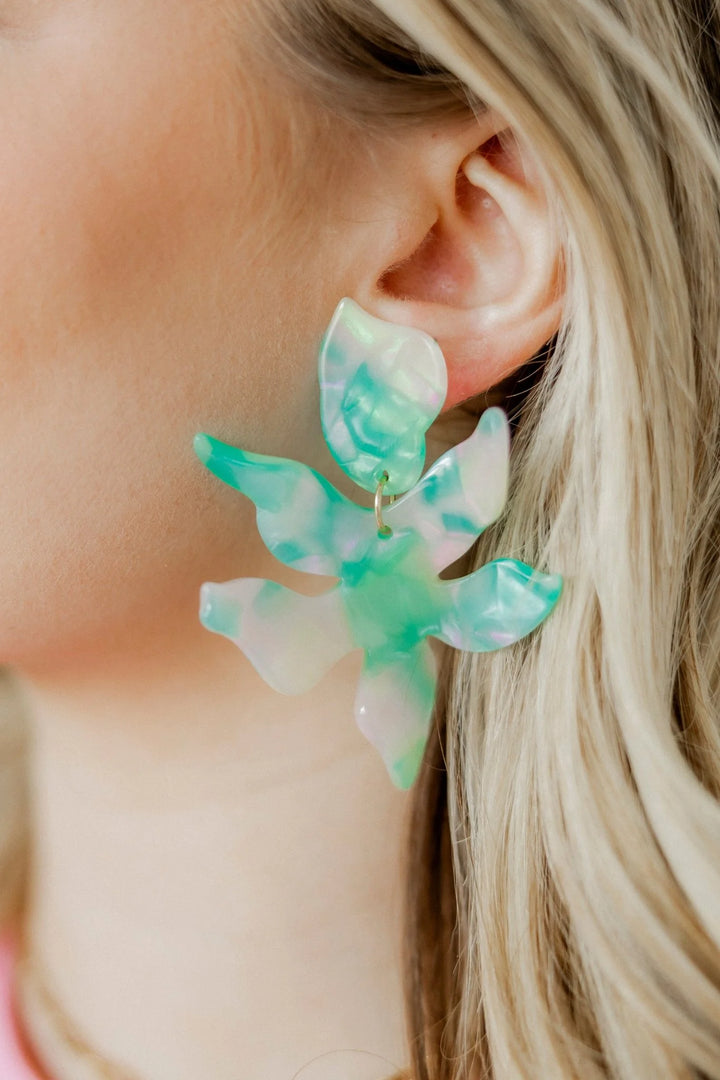 Flora Statement Earrings | Teal Seaglass