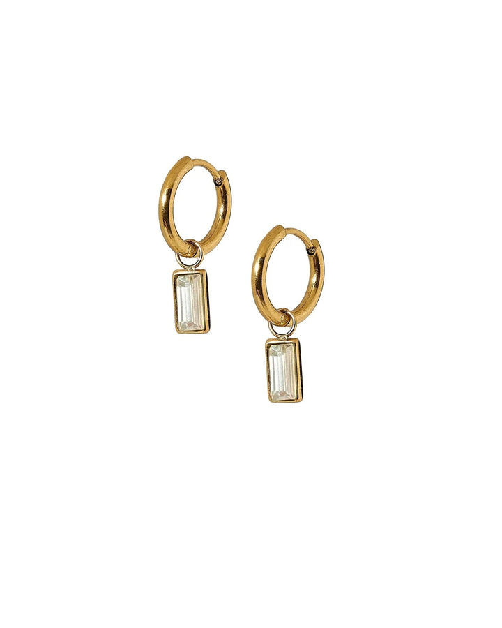 Huggie Charm Earrings | Edith Clear Gold