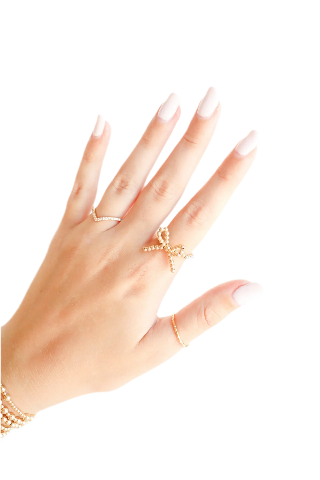 Gold Bow Rings Beaded Blondes