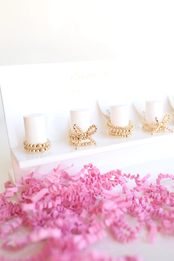 Gold Bow Rings Beaded Blondes