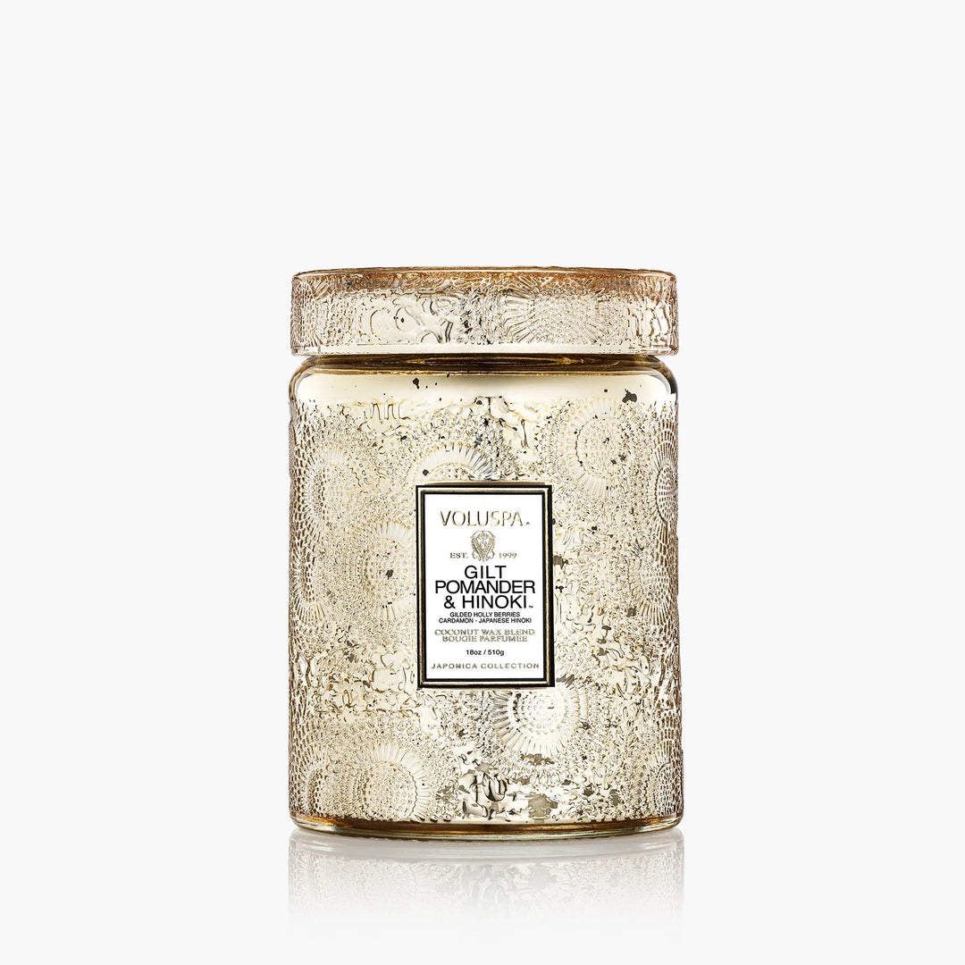 VOLUSPA-GILT POMANDER & HINOKI LARGE JAR CANDLE