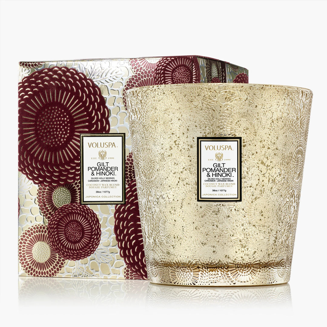 VOLUSPA- GILT POMANDER & HINOKI 3W HEARTH CANDLE