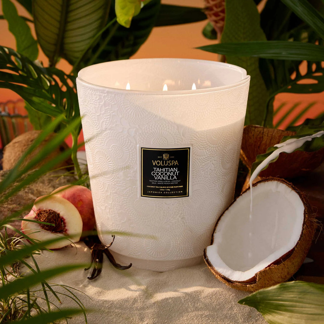 VOLUSPA-TAHITIAN COCONUT VANILLA 5 WICK HEARTH CANDLE