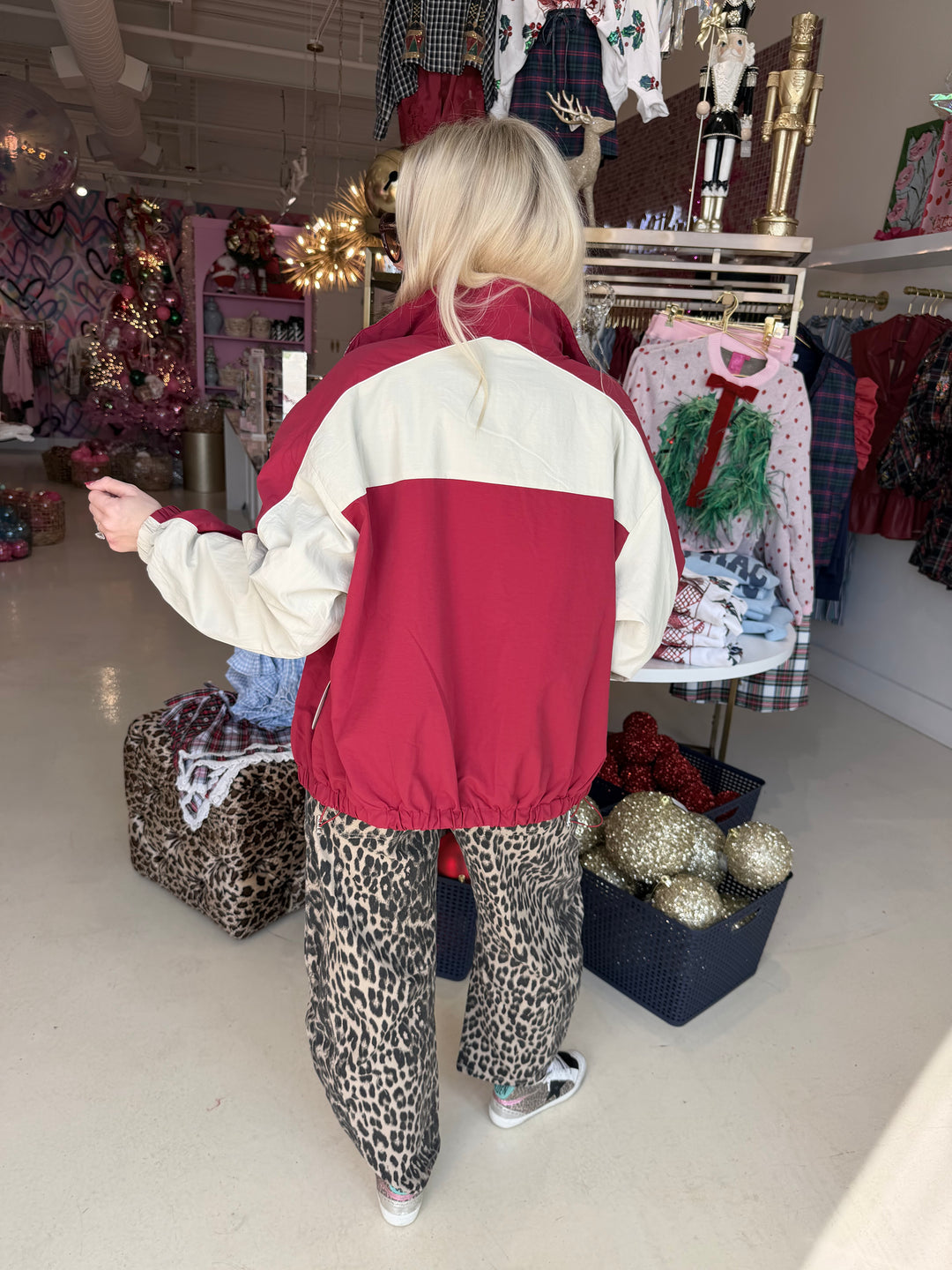 Bailey Red & Cream Plaid Windbreaker Jacket