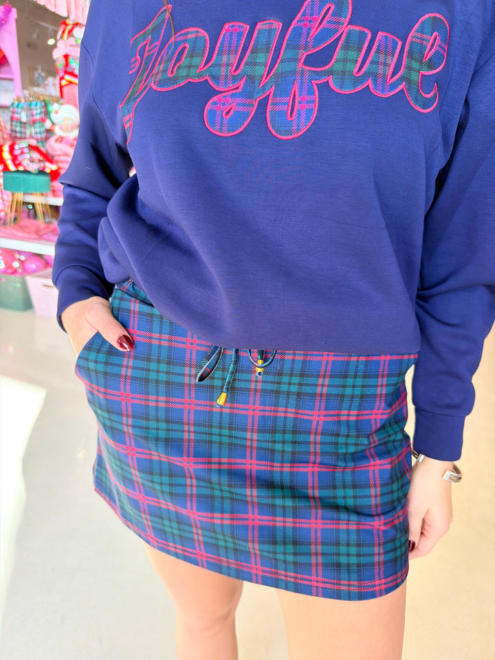 Christmas Navy Plaid Skort