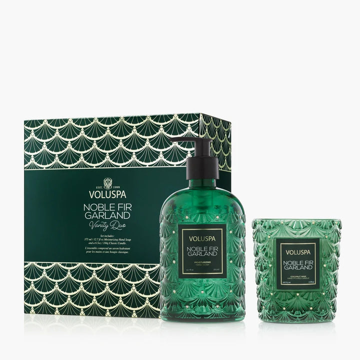 Voluspa Noble Fir Garland Hand Soap & Classic Candle Gift Set