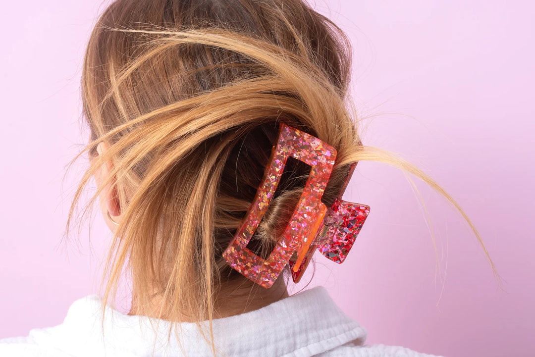 Red + Pink Confetti Claw Clip