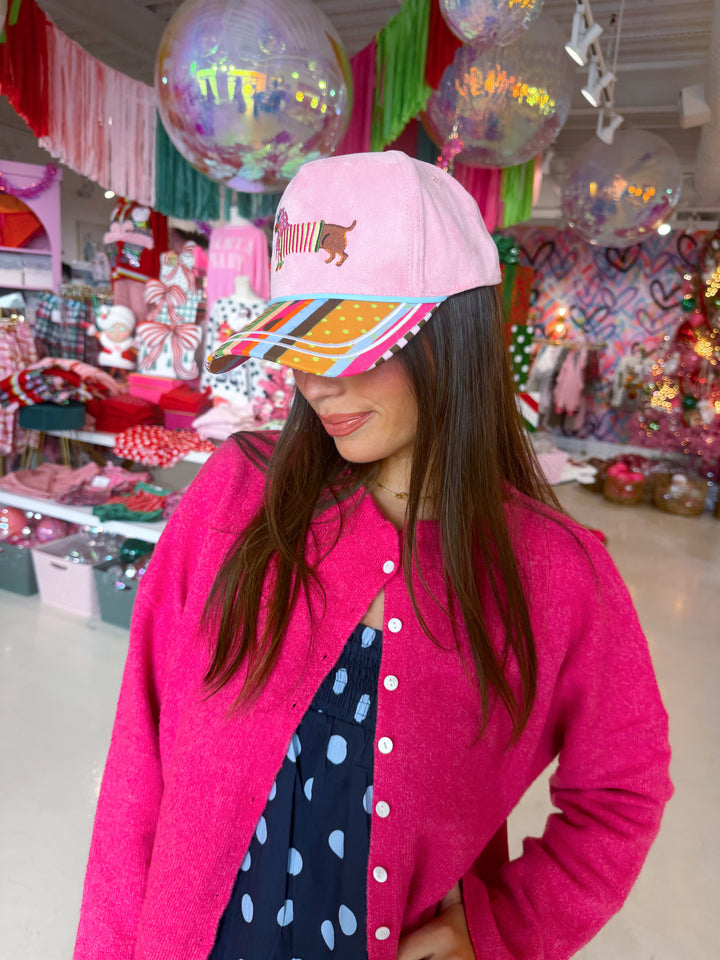 Pink Suede Weenie Dog Hat