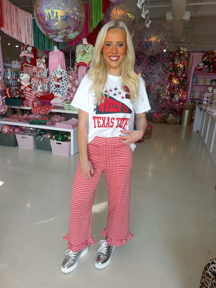 Texas Tech Pennant White Sparkle T Shirt