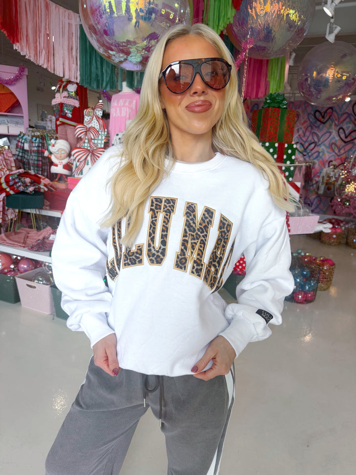LULUMAC White Cheetah Crewneck Sweatshirt
