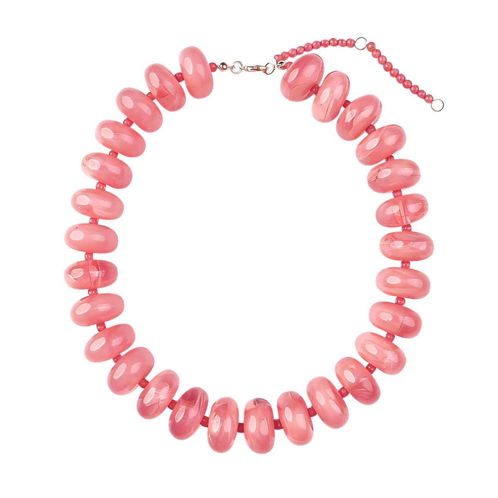 Bailey Chunky Beaded Necklace- Light Pink