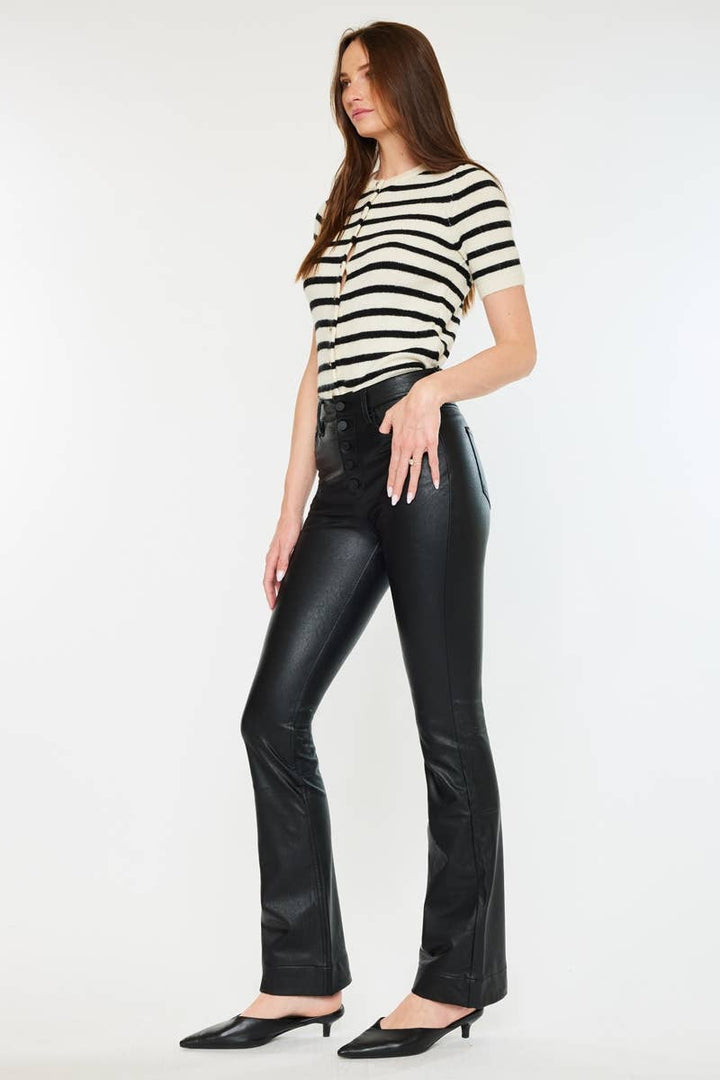 Black Leather Bootcut Pants
