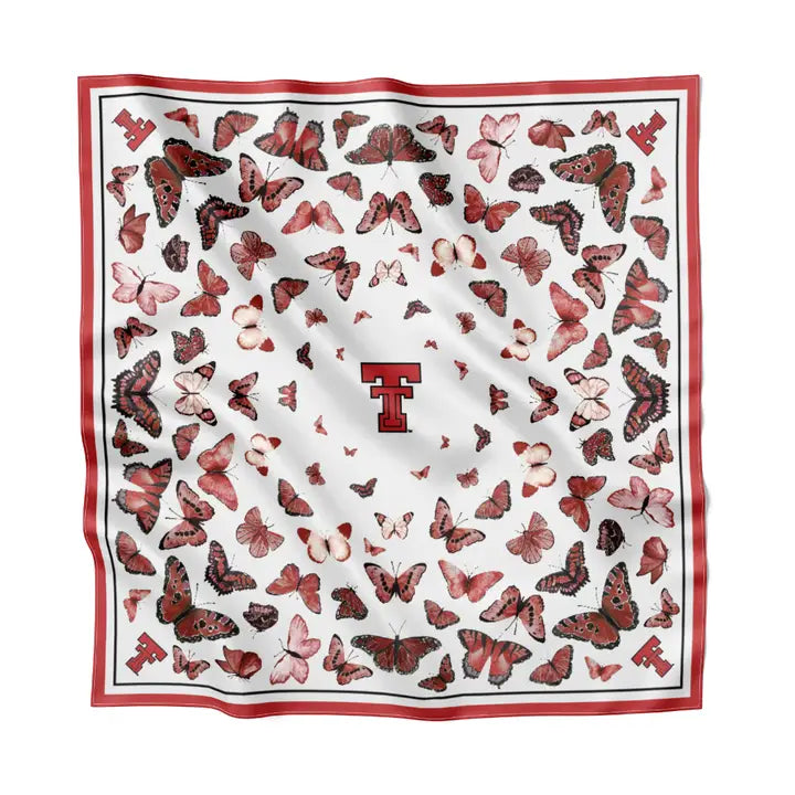 Texas Tech Butterfly Square Silk Scarf