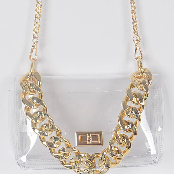 Clear Cross Body W/ Oversized Chain| 2 Colors