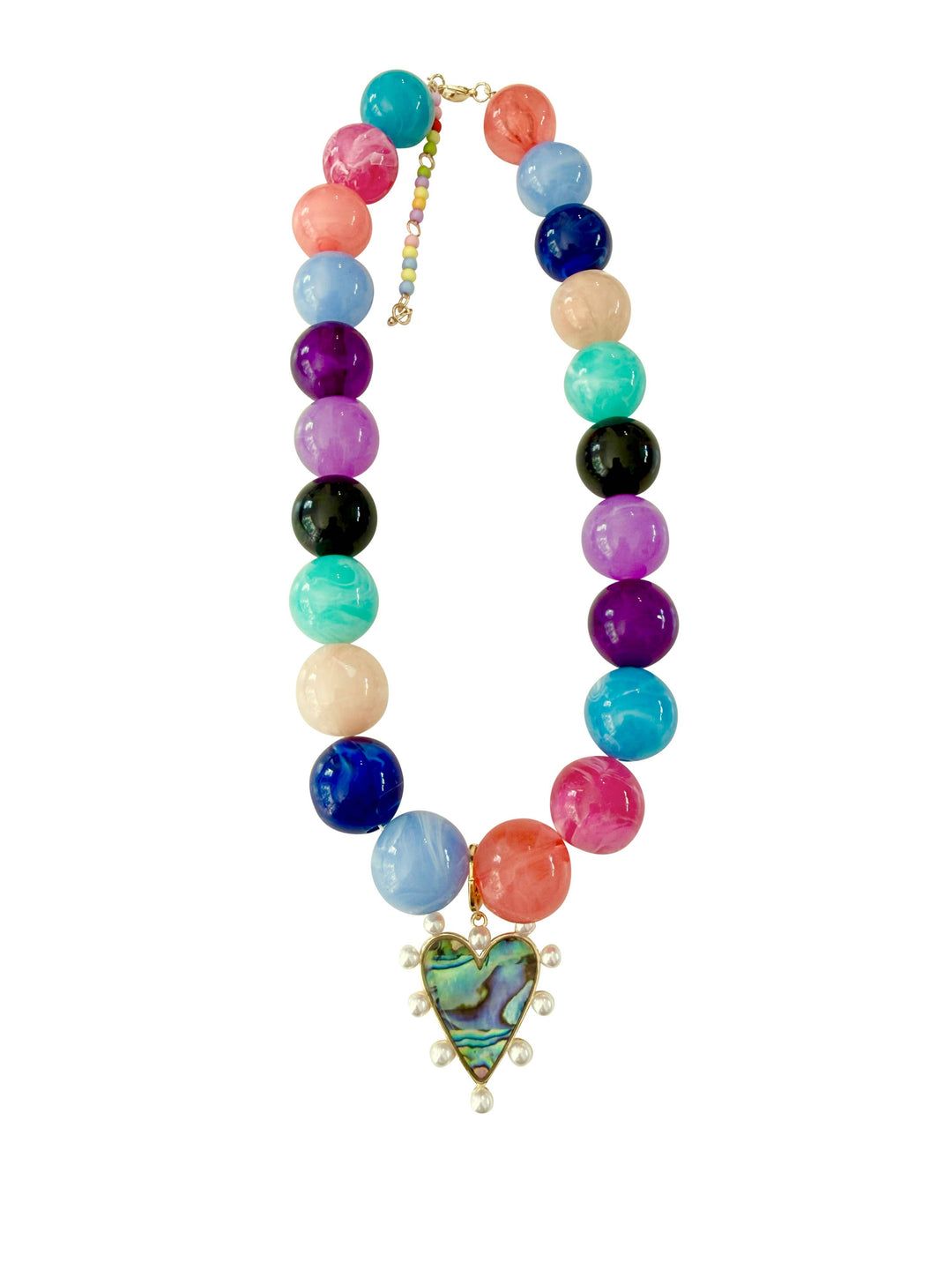 Agnes Chunky Beaded Heart Necklace