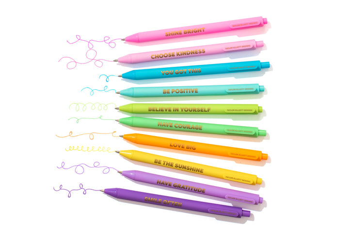 Gel Pen Set - Motivational - Asst Colors - 10 Piece Set