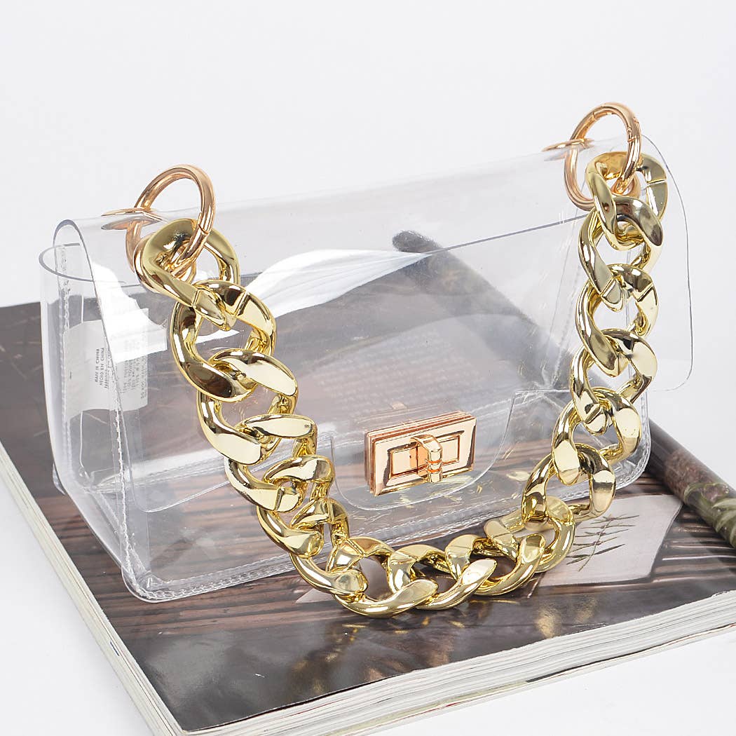 Clear Cross Body W/ Oversized Chain| 2 Colors