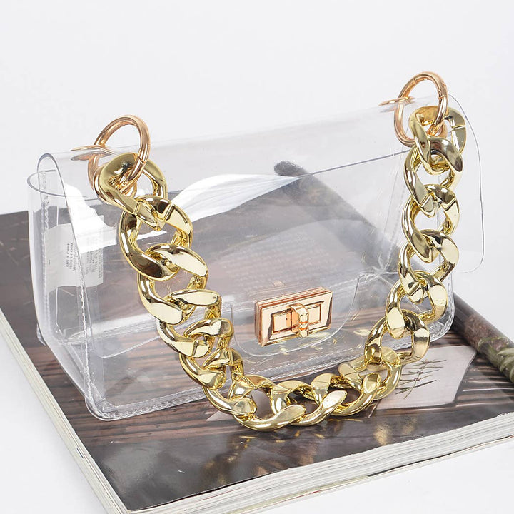 Clear Cross Body W/ Oversized Chain| 2 Colors