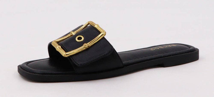 Square Buckle Band Flat Sandals| 2 Colors