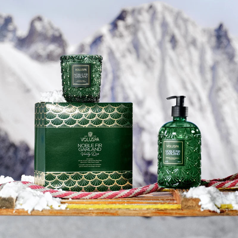 Voluspa Noble Fir Garland Hand Soap & Classic Candle Gift Set