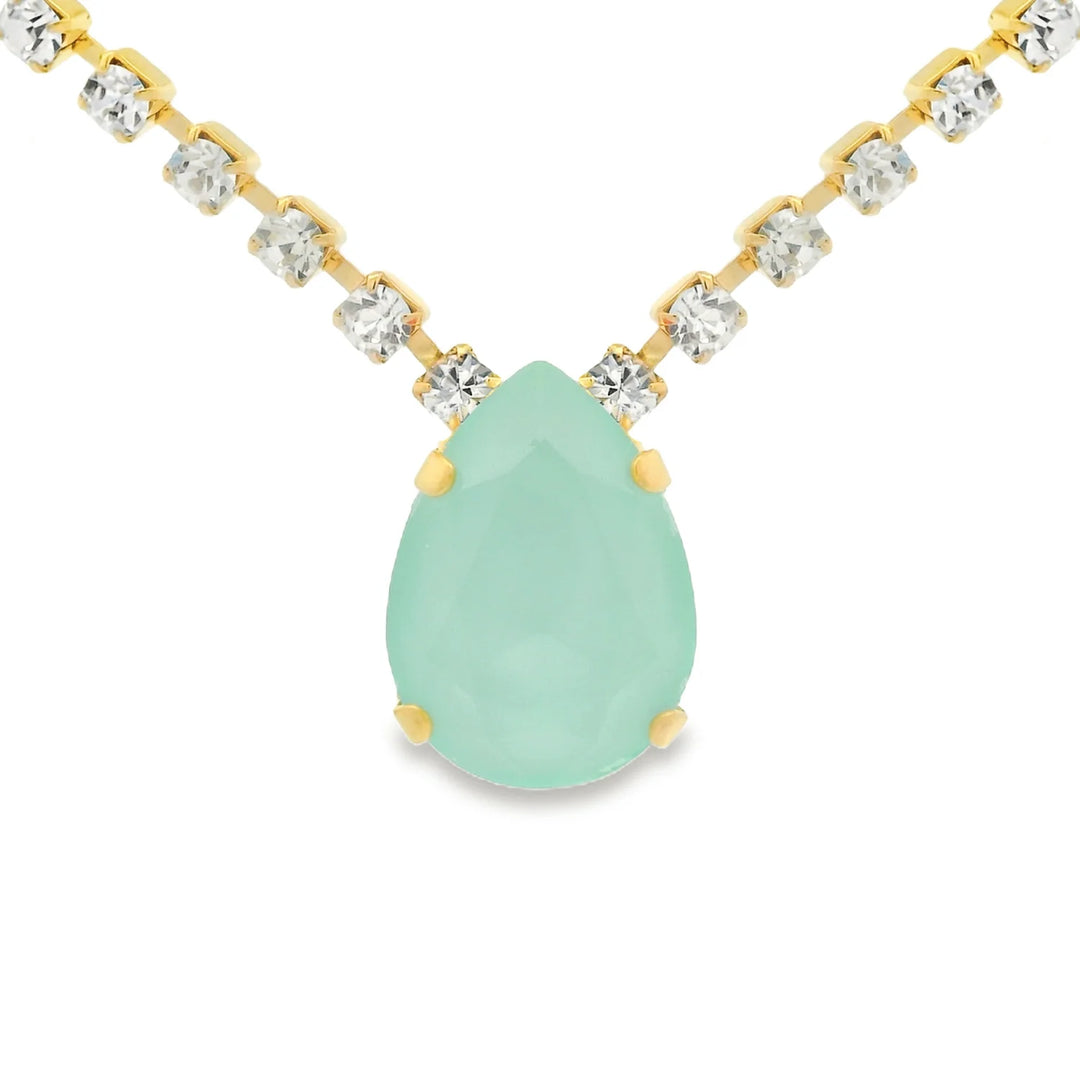 TOVA Mint & Gold Teardrop Necklace