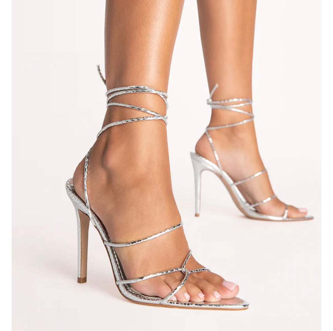 Perouze Silver Wrap Heels