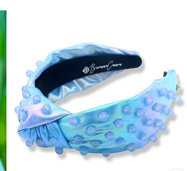 Iridescent Blue Headband w/ Beads